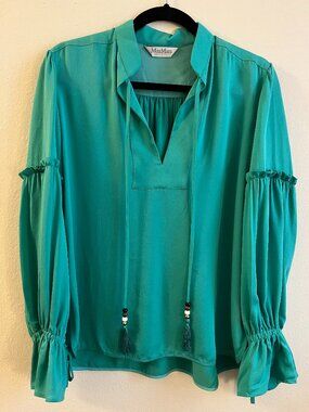Max Mara silk teal blouse Size M